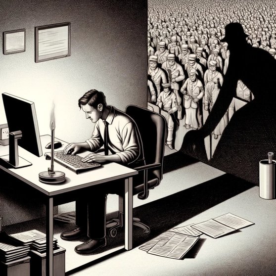 Una ilustración que representa el concepto de 'la banalidad del mal' descrito por Hannah Arendt. Archivo