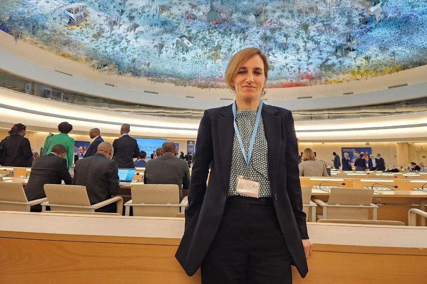 La ministra de Sanidad, Mónica García, en la 77ª Asamblea Mundial de la Salud celebrada en la sede de Naciones Unidas en Ginebra. POOL MONCLOA